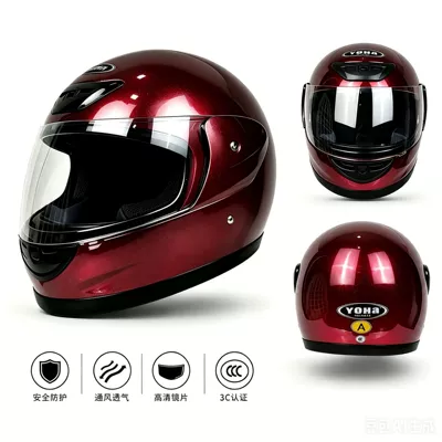 Motosiklet kaskı (dəbilqə) suitable for winter and electric vehicles - deep-red-one-size-fits-all-55-58cm