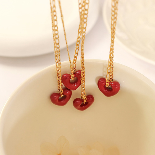 Korean style sweet and cool style niche design temperament versatile hollow love necklace beautiful and elegant earrings jewelry set
