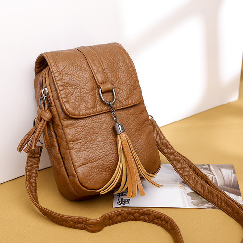 Bags for women new retro crossbody bag women's small bag soft leather texture shoulder bag fashion large capacity multi-layer mobile phone bag