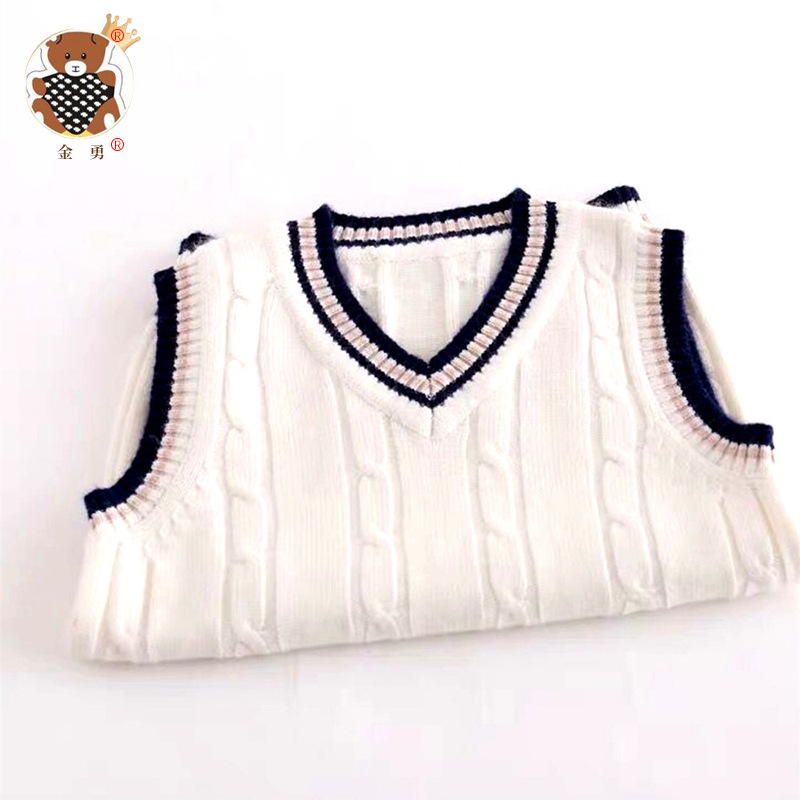 Entrega de una pieza [Jin Yong] Chaleco de algodón para niños lana de punto que toca fondo Uniforme escolar universitario chaleco para niños