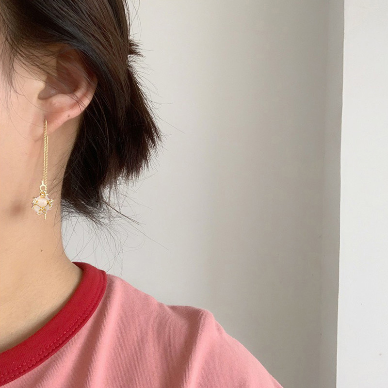 Simple Opal Earrings Fashion Geometric Long Alloy Drop Earrings display picture 2