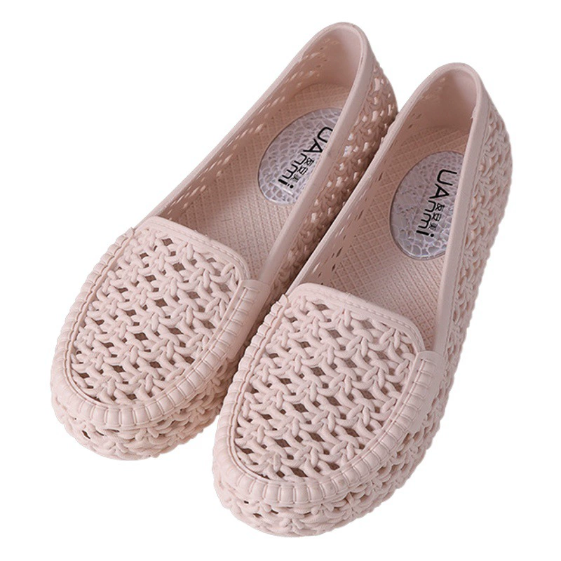 Весенняя Новая повседневная женская обувь Белые туфли женские сандалии из ПВХ женская уличная обувь для мам среднего и пожилого возраста с отверстиями для медсестры