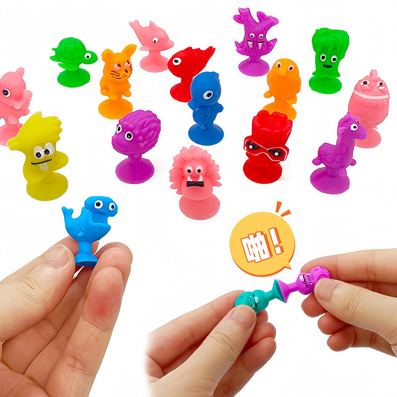 Cross-Border Hot-Selling Little Monster Suction Cup Realistic Animal Figurines, Creative Cartoon Stress-Relief Toys Wholesale