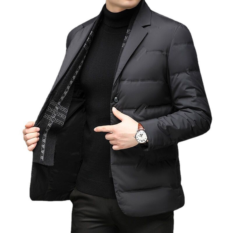 Isaac Paul down Jacket Men's Slim Suit down White Duck down Jacket Fashionable Removable Scarf Collar Jacket
