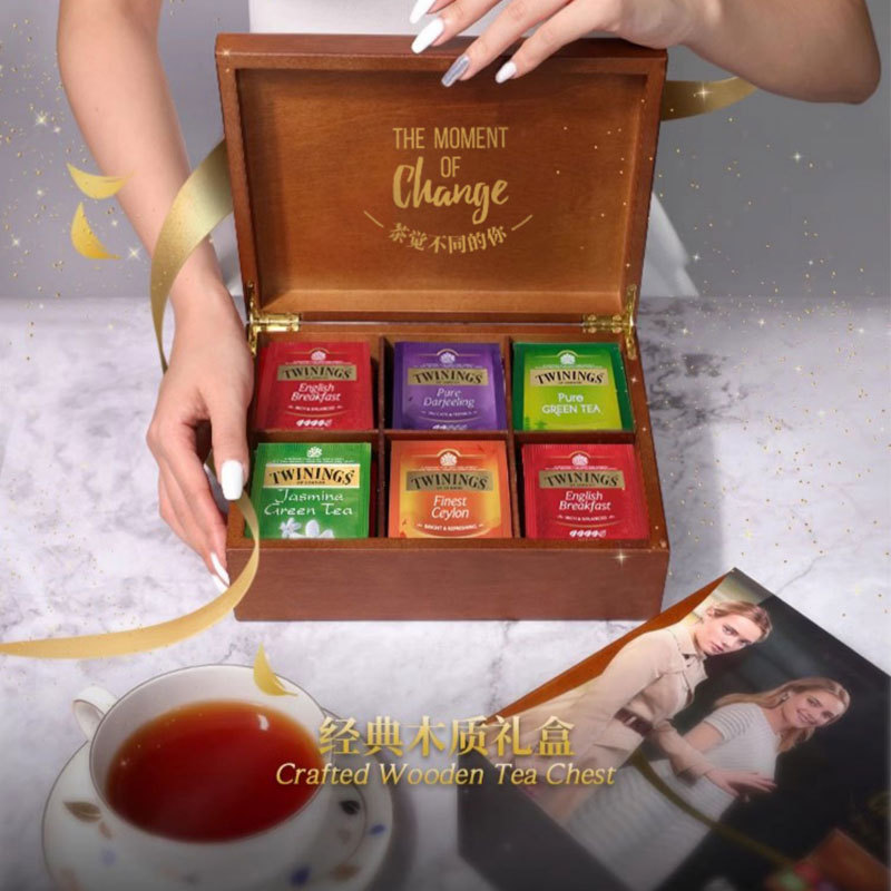 川英国宁英伦木质6格礼盒袋泡茶叶茶包过年新年送礼套装