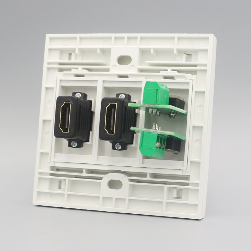 86型2个HDMI高清+双孔3.5mm耳机音频插座面板 多媒体高清开关插座