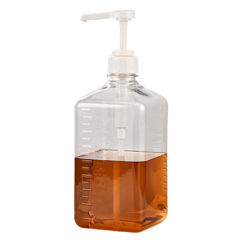 Botella de presión de azúcar jarabe de presión manual de plástico de gran capacidad botella exprimible leche tienda de té fructosa cuantitativa botella de jugo comercial