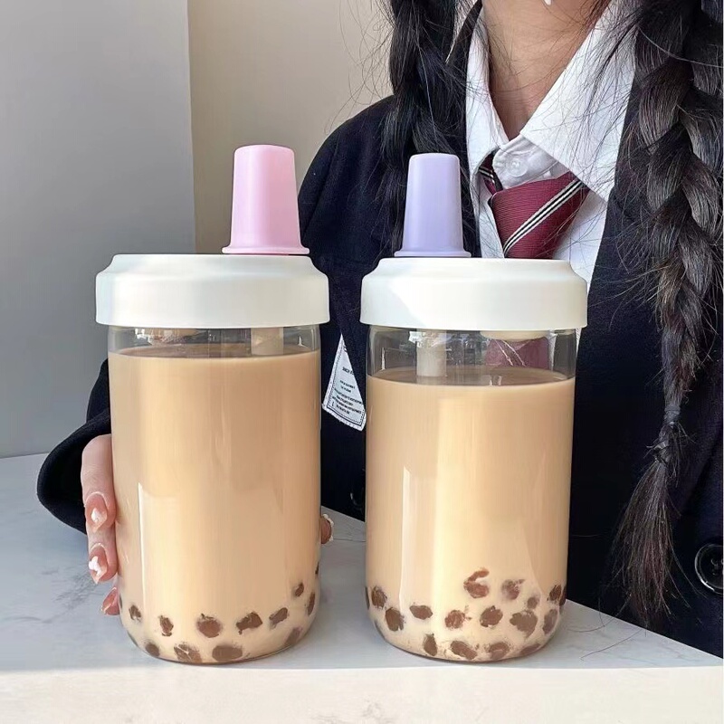 Pearl Plastic Portable Milk Tea Cup for Home Use, Reusable, Heat-Resistant, Straw Cup, Simple Design