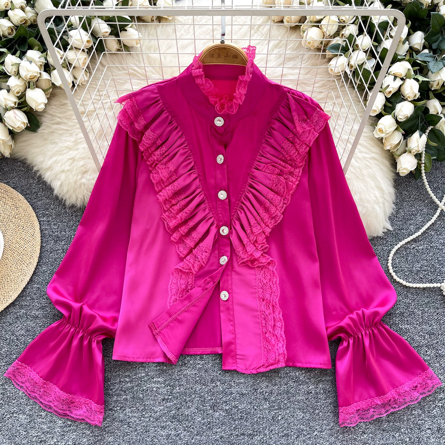 Французская легкая зрелая иностранная рубашка женская осень