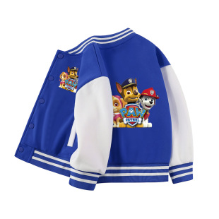 Wangwang team clothes boys and girls autumn coat children's baseball uniform autumn and winter 2024 New Western style fleece-lined top
