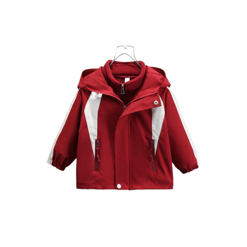 소년의 가을 충전 옷 2023 새로운 어린이 겨울 서양식 기모 봄과 가을 옷 어린이 3 대 1 코트 트렌디