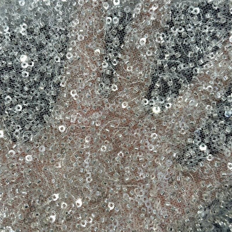 Comercio exterior transfronterizo de alta densidad full sequins tubo de perlas modelo de tela bordada vestido de novia cena tela bordada tridimensional