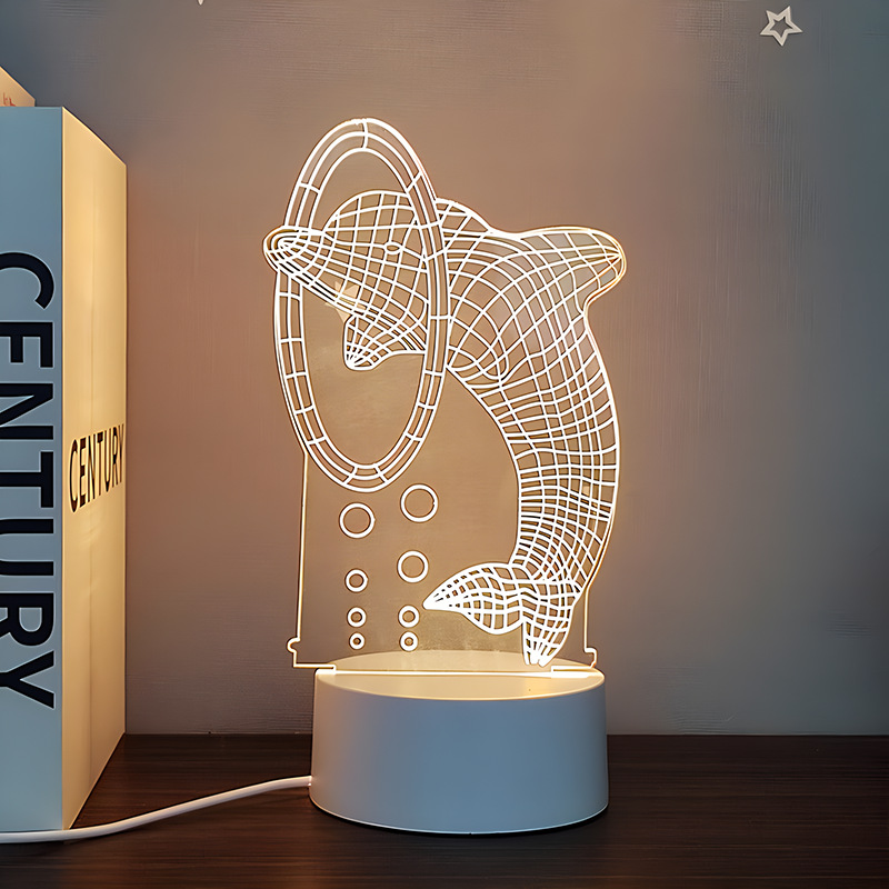 Venta al por mayor luz nocturna 3D USB niños dibujos animados regalo de Navidad lámpara de mesa pequeña atmósfera transfronteriza fijo logotipo acrílico