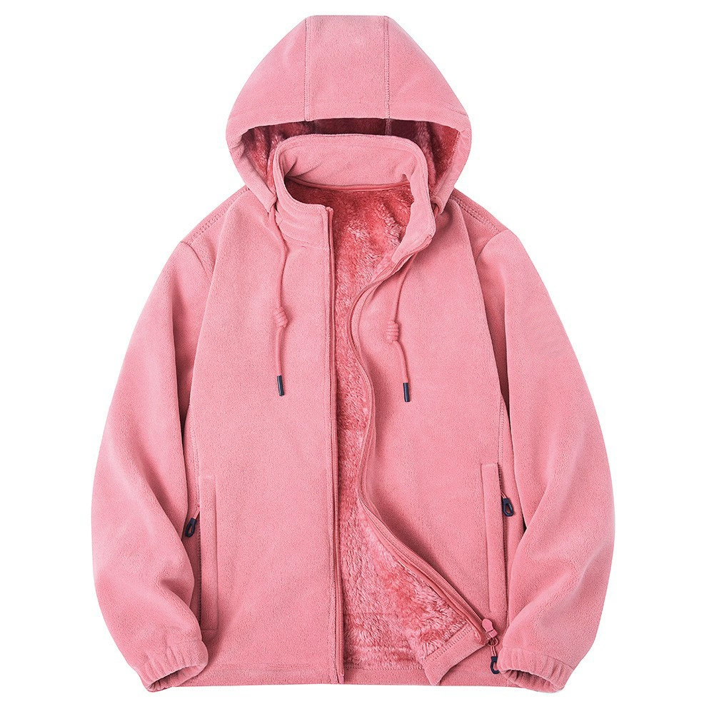 Новый осенний и зимний теплый холодный капюшон плюс бархатный толстый флисер для мужчин и женщин