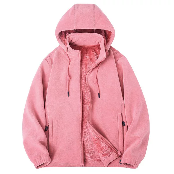 New Autumn and Winter Warm Cold-proof Hooded fleece-lined Thickened Fleece Coat Trendy Brand Fleece Jacket for Men and Women