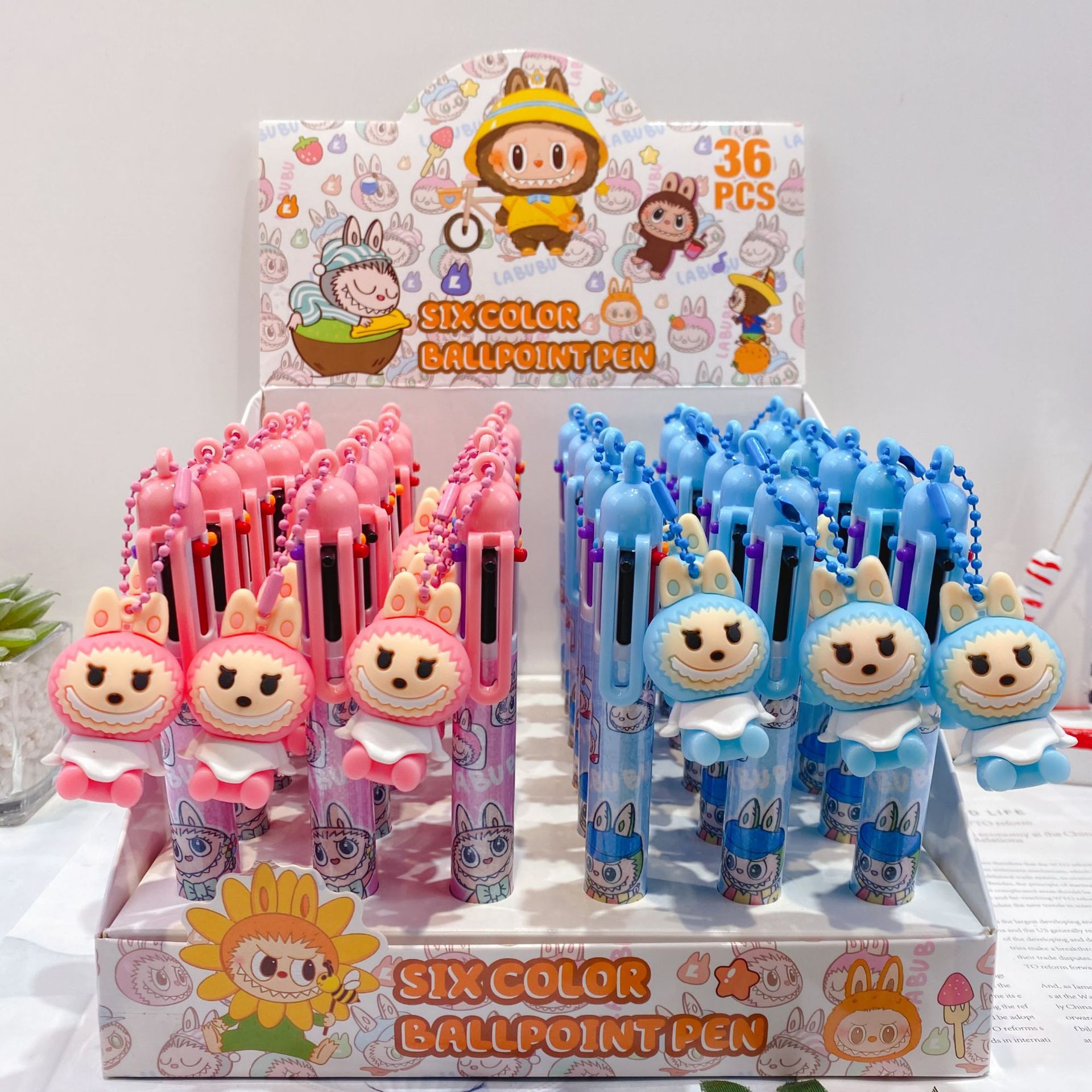 Nuevo colgante de muñeca Kapibala cultural y creativo bolígrafo de seis colores de dibujos animados lindo bolígrafo de seis colores bolígrafo de mano de color
