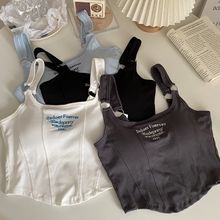 吊带带胸垫刺绣新款背心女夏季小众设计感外穿内搭显瘦无袖上衣女