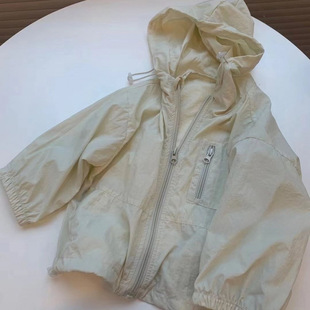 Summer Preparation Korean Style Kidsren's Style Zipper Flap Pocket Pants Sun Protection Clothing for Boys and Girls Pure Color Breathable Thin Jacket Trendy