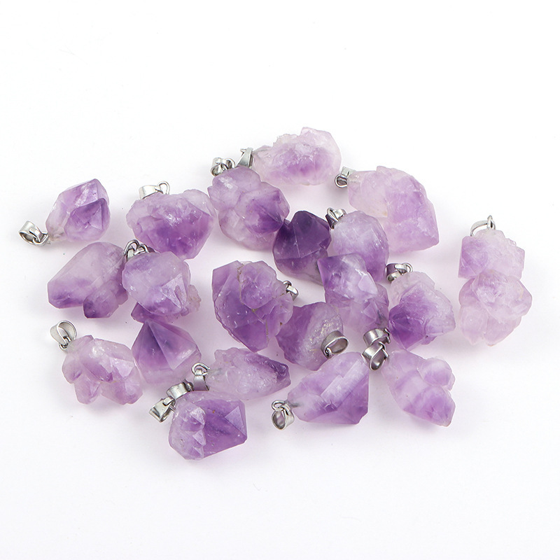 Cross-border natural piedra cruda amatista colgante colgante irregular DIY accesorios colgante amatista natural