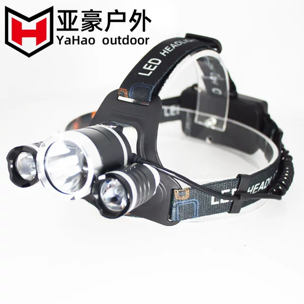 Strong light three head lamp 3LED Head-Mounted Outdoor Lighting charging DC high power new miner's lamp fishing headlight