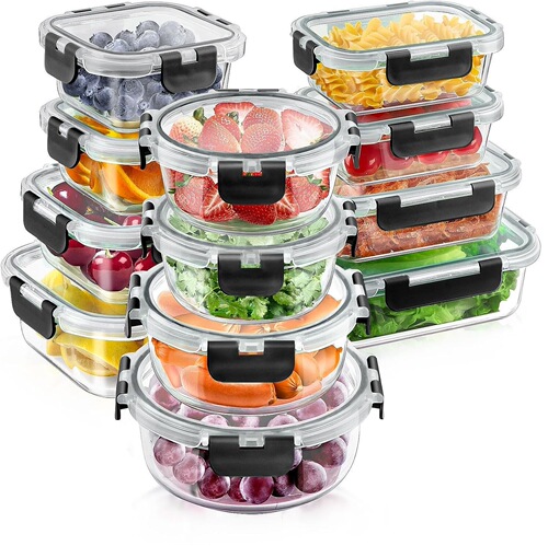 New Product Removable Glass Preserving Box, Multi-Size Bento Box Set of 12, Leak-Proof Refrigerated Sealed Lunch Box