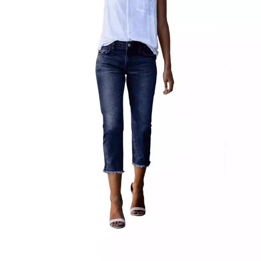 Jeans Ajustados para Mujer de Mezclilla de Algodón, Alta Elasticidad, Cintura Alta, para Uso Diario