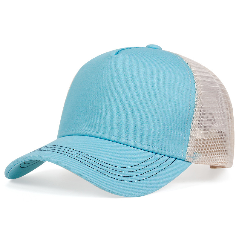 Unisex Basic solid color light plate breathable baseball cap Summer sunnet hat five piece hat Trucker hat_voghion.com