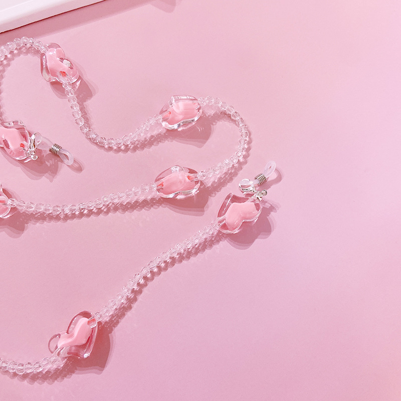 35g Weight Glasses Chain Classification Daily Occasion Acrylic Material Heart Shape Pattern Women's Gender Casual, Sweet Style Casual Sweet Heart Shape Arylic Women's Glasses Chain 4