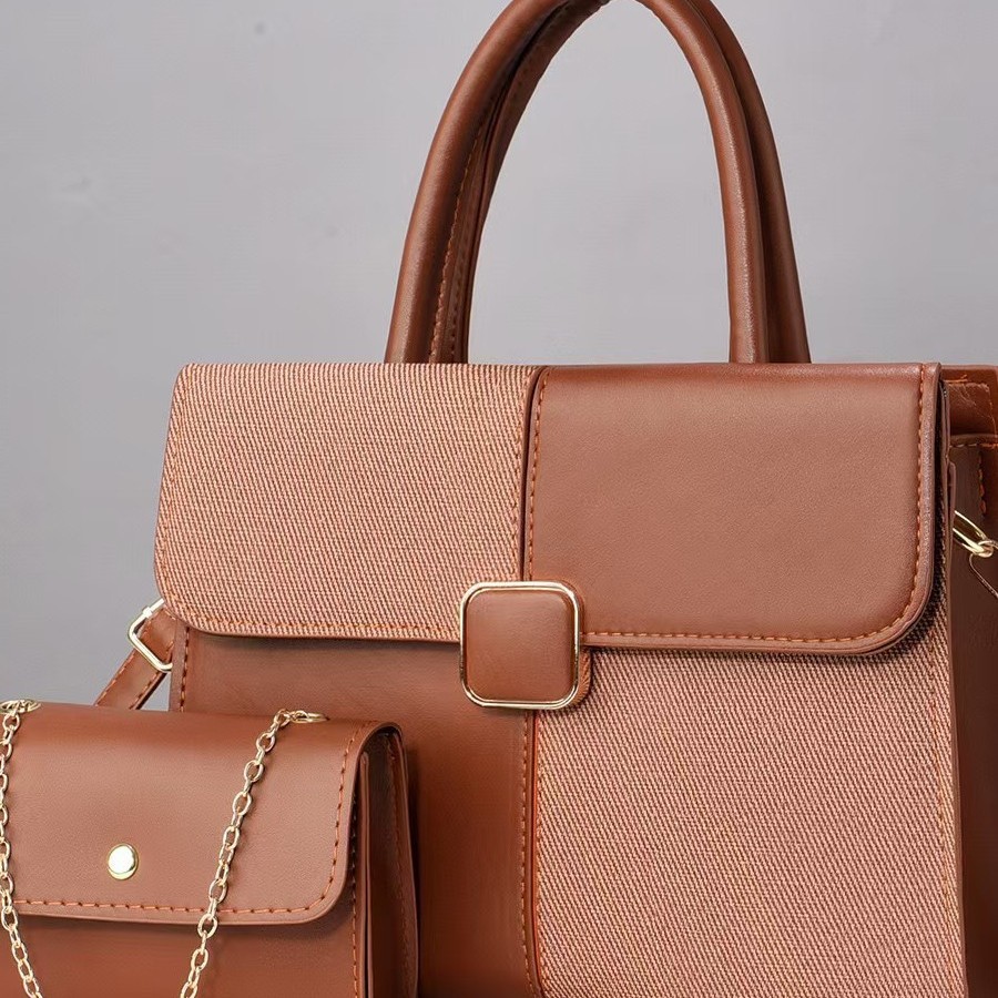 定制新款手提包拼接定大容量撞色压纹时尚手提包百搭通勤