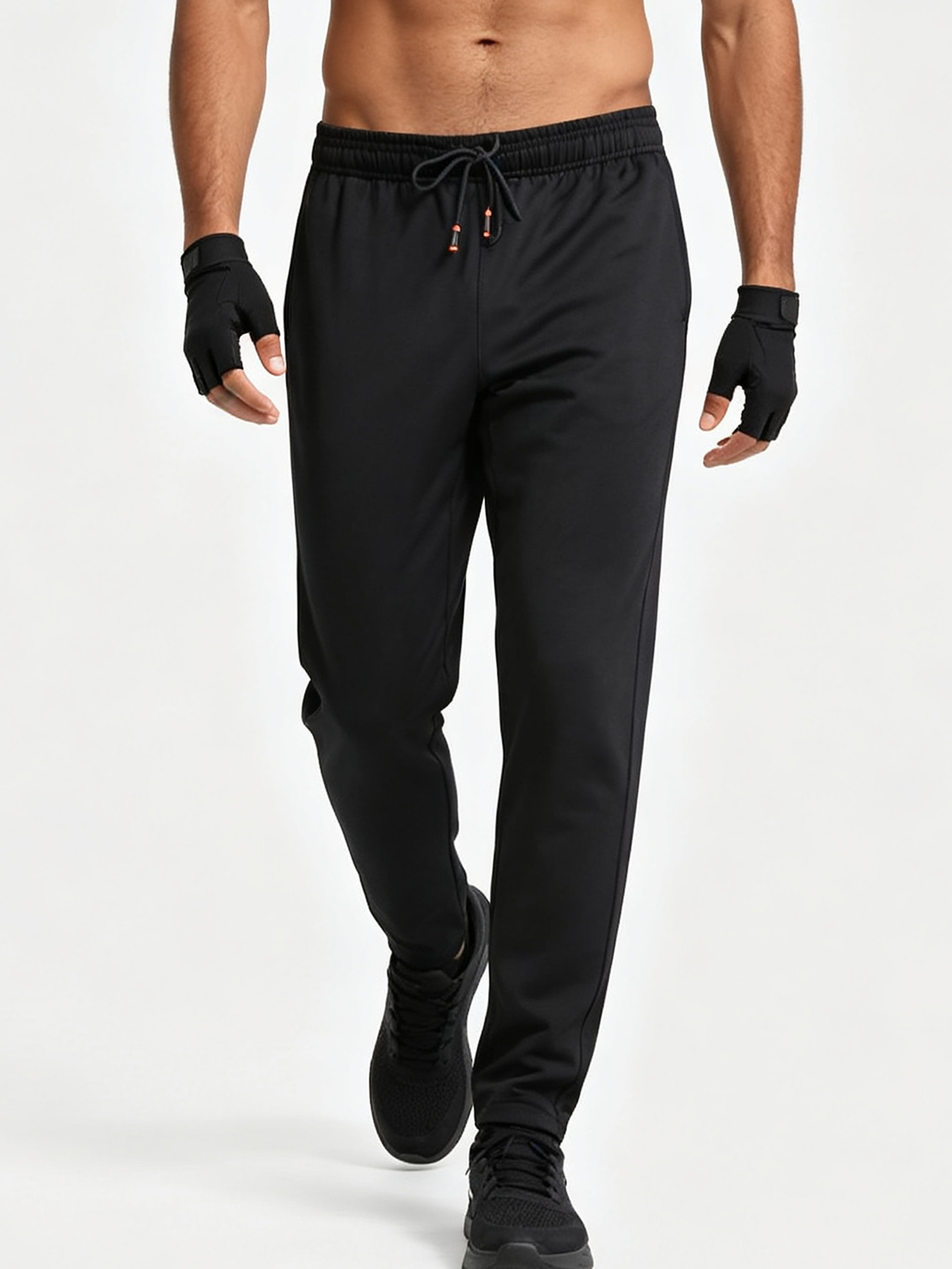 Pantalones deportivos de pierna recta para hombre, de otoño e invierno, de alta elasticidad, de secado rápido, para fitness, yoga, correr, pantalones casuales con cordón y bolsillos dobles.