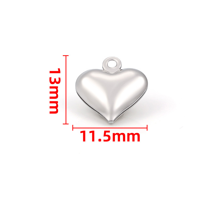 50 PCS/Package 11.5 * 13mm 16.3 * 17mm 9 * 11mm Stainless Steel Heart Shape Polished Pendant display picture 2