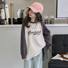 Women's Spring Hoodie 2024 New Style Spring Outfit Trendy and Stylish, Loose Medium and Large Children's Round Neck Base Shirt Top