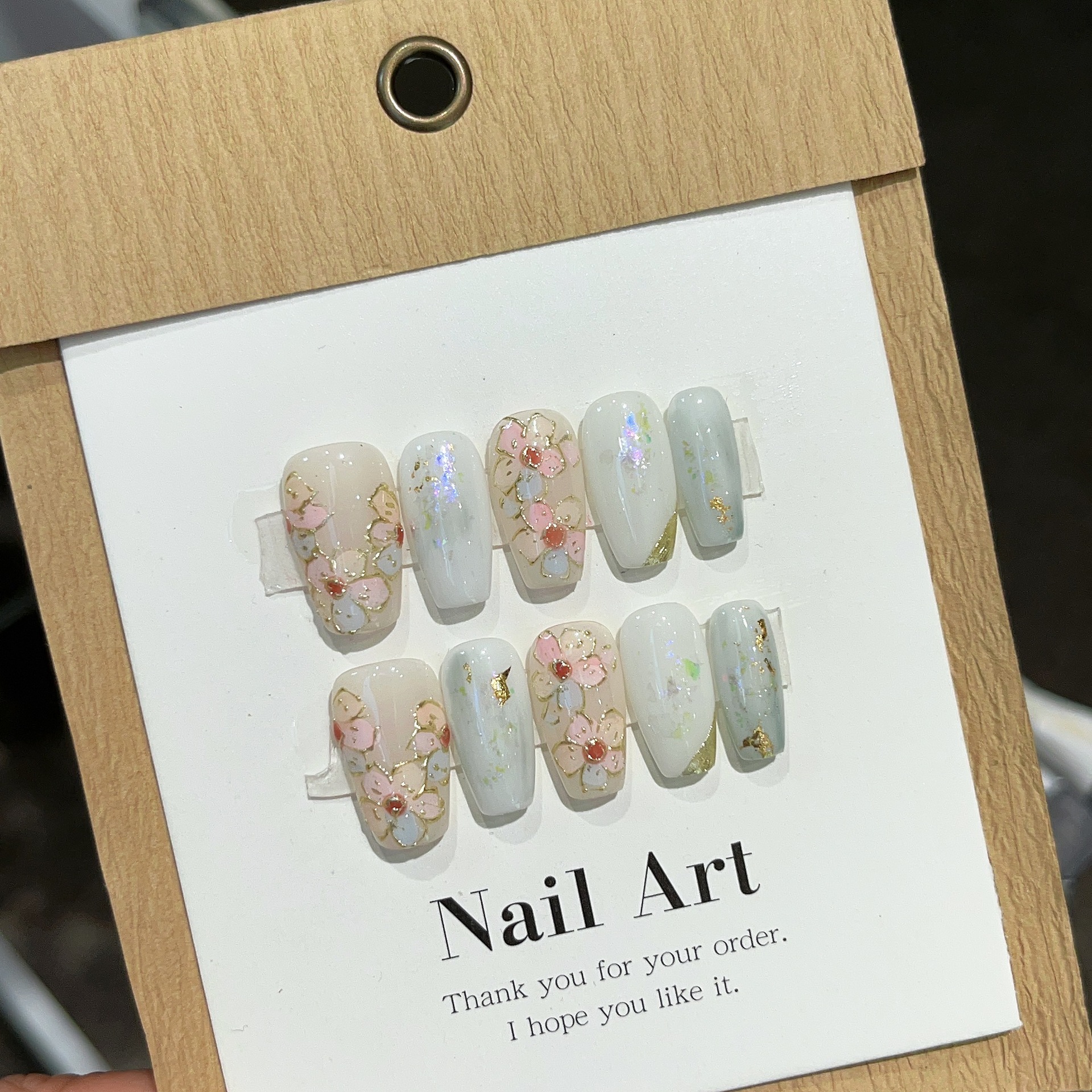 Flores originales como brocado esmalte espejo mágico pequeña flor pura fototerapia hecha a mano desgaste uñas al por mayor pegatinas de uñas desmontables