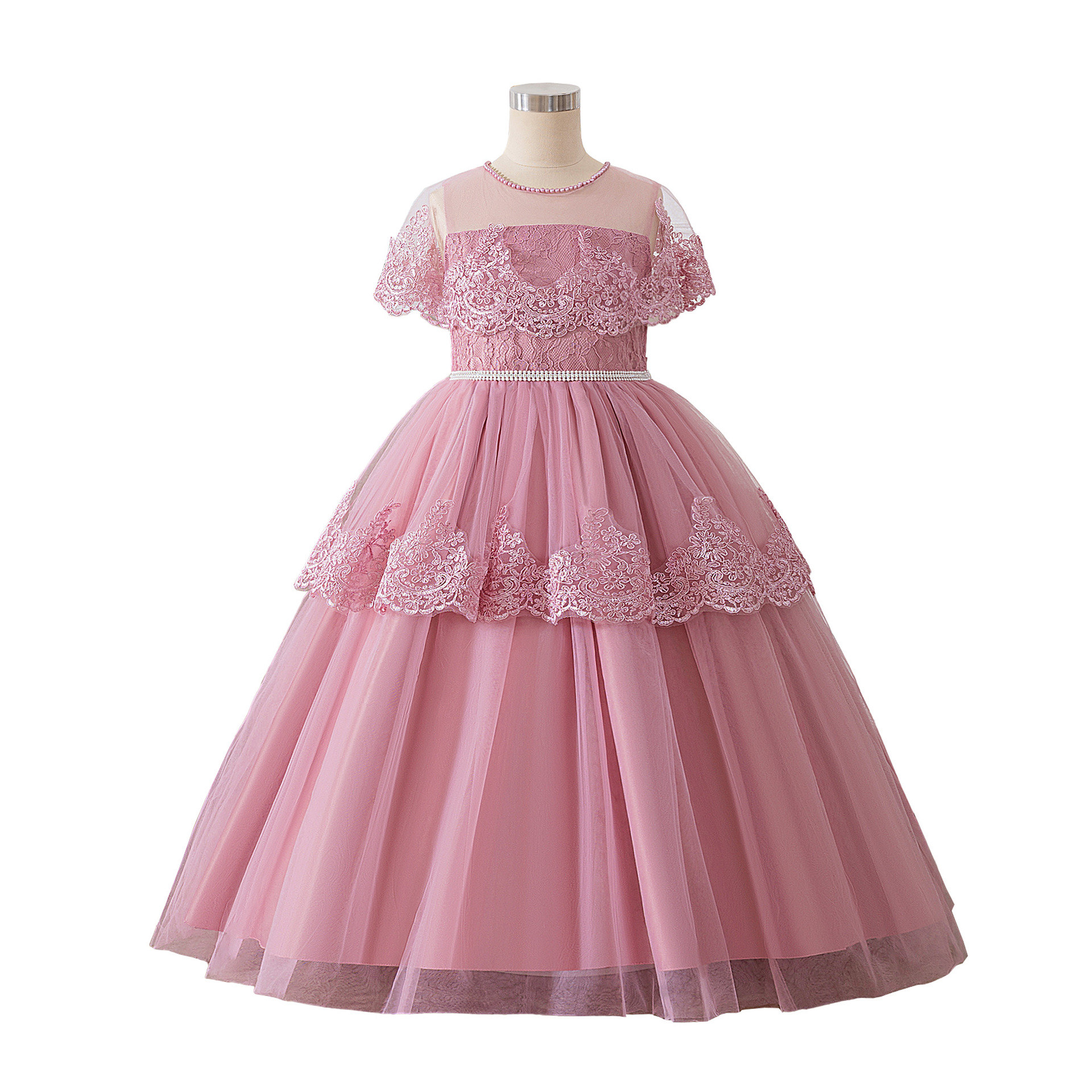 Europa verano de mangas cortas vestido de princesa para niños de gran tamaño vestido de aniversario para niños anfitriones