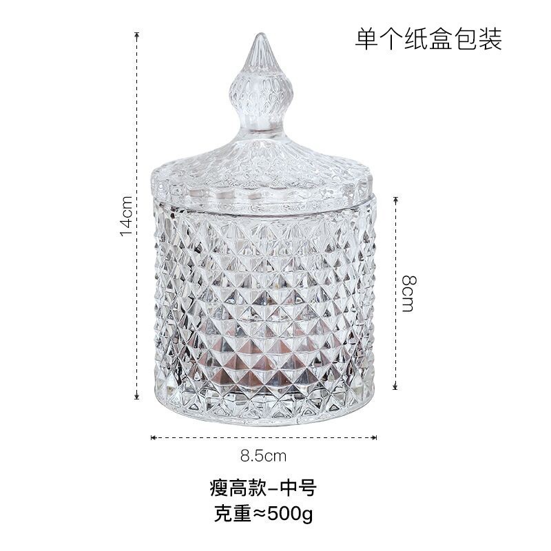 Insレトロフレンチレリーフガラス収納缶テーブル装飾装飾装飾化粧綿棒蓋付き缶収納ケース|undefined