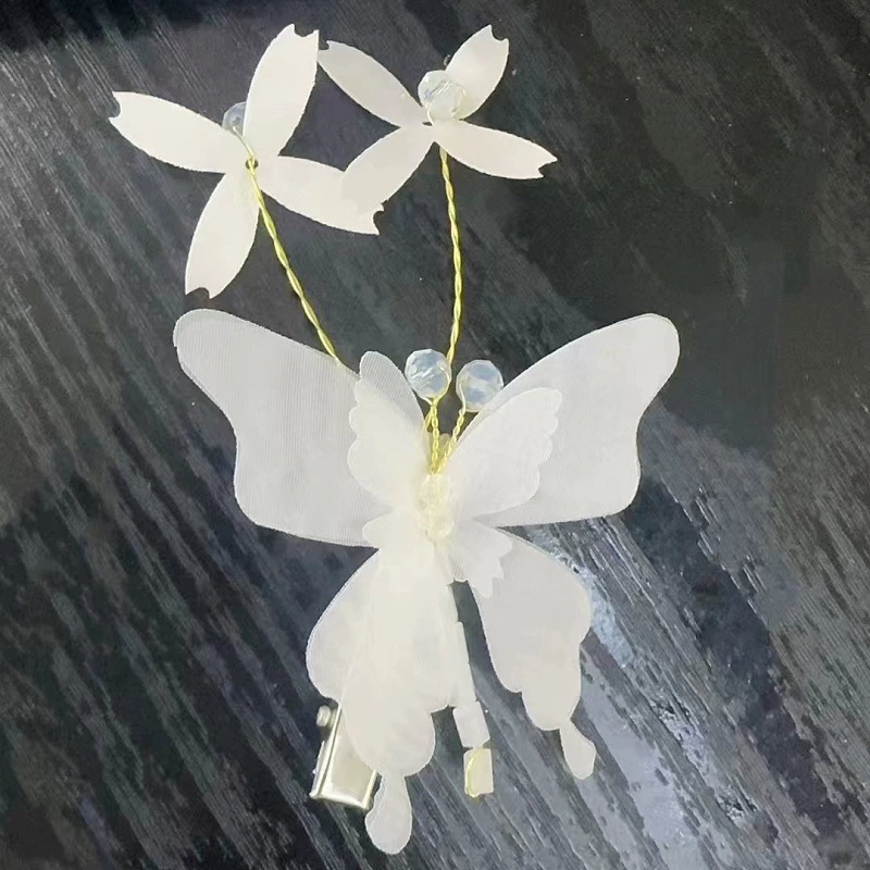 Заколка Hair Clip Shiffon 3D шифон бабочка, «утконосовая» зажим, лёгкий аксессуар для чёлки