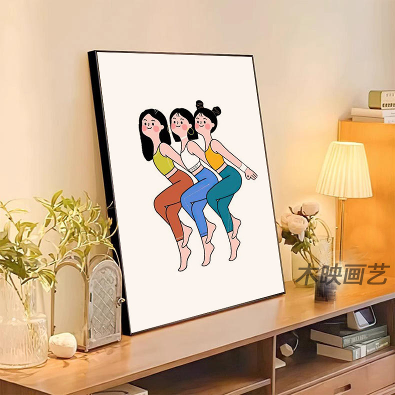 Yoga studio decorative paintings, gym wall art, Pilates classroom wall decoration, cultural background wall design