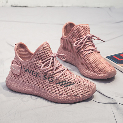 女鞋2021年新款春季透气网面鞋气垫椰子飞织软底潮跑步运动休闲鞋