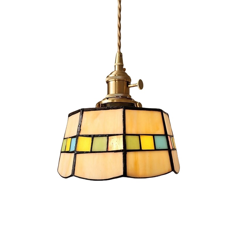 Tiffany Retro Latón Vidrio Antiguo Casa de familia junto a la cama Café Bar Restaurante Bar Salón de té Araña