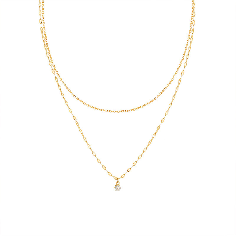 Simple Style Geometric Rhinestone Titanium Steel Necklace 1 Piece