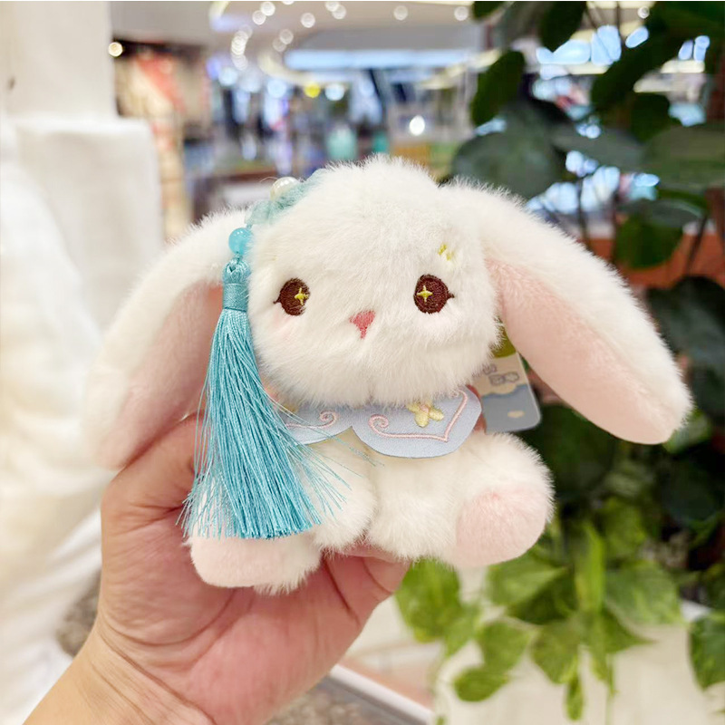 かわいいガーリーハートアンティークウサギぬいぐるみキーホルダーペンダント人形親友スクールバッグバッグ大きな耳ウサギのペンダント|undefined