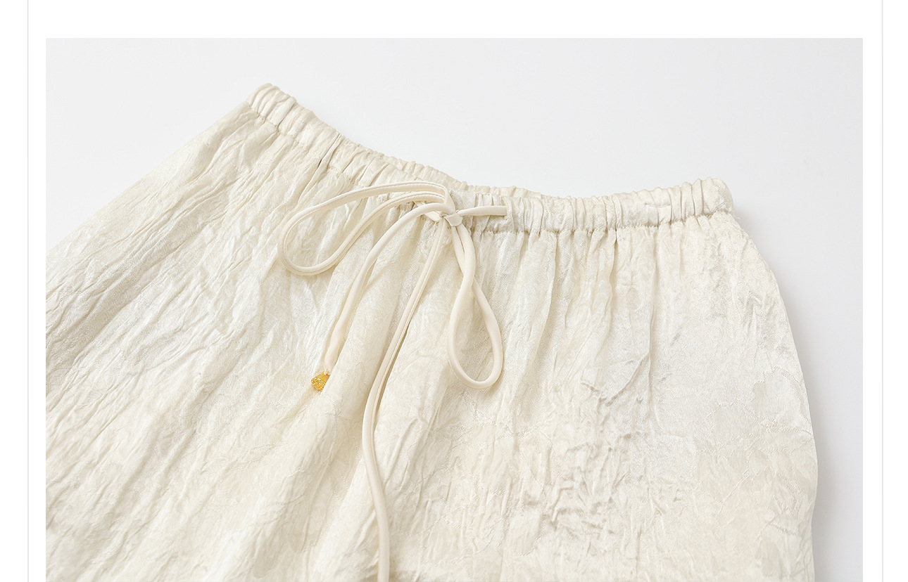 Quần culottes nữ ống rộng chất acetate phong cách Trung Quốc mới — Màu vàng, Màu hồng, Màu trắng chi tiết 11
