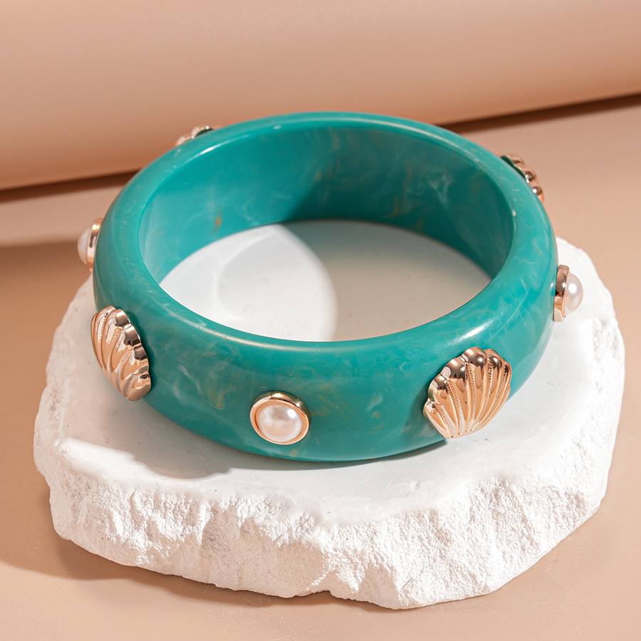 Europa y los Estados Unidos transfronterizos resina de perla geométrica pulsera redonda retro exagerada personalidad nicho de alta sensibilidad brazalete temperamento image 9