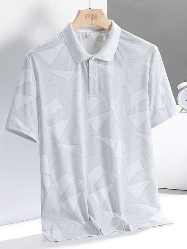 Camisa polo de manga corta de seda de hielo para hombre de talla grande, padre de mediana edad y anciano, nuevo estilo de verano, ropa suelta, camiseta de solapa