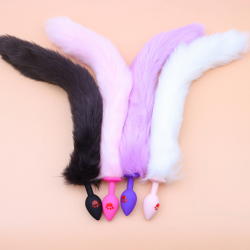 Cat Claw Anal Plug with 40 cm Fox Tail and Pink Bow — detail image 4