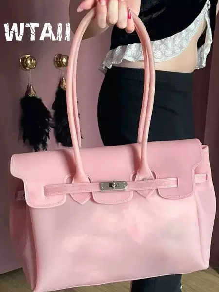 Jelly Bag 2026 Summer New Commuting Tote Bag Fashionable Transparent Large Capacity Underarm Bag for Women