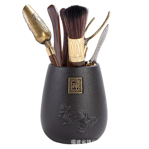 [Manufacturer] Ebony Solid Wood Tea Ceremony Six Gentlemen Set 6 Gentlemen Set Tea Making Tools Tea Clip, Needle and Spoon