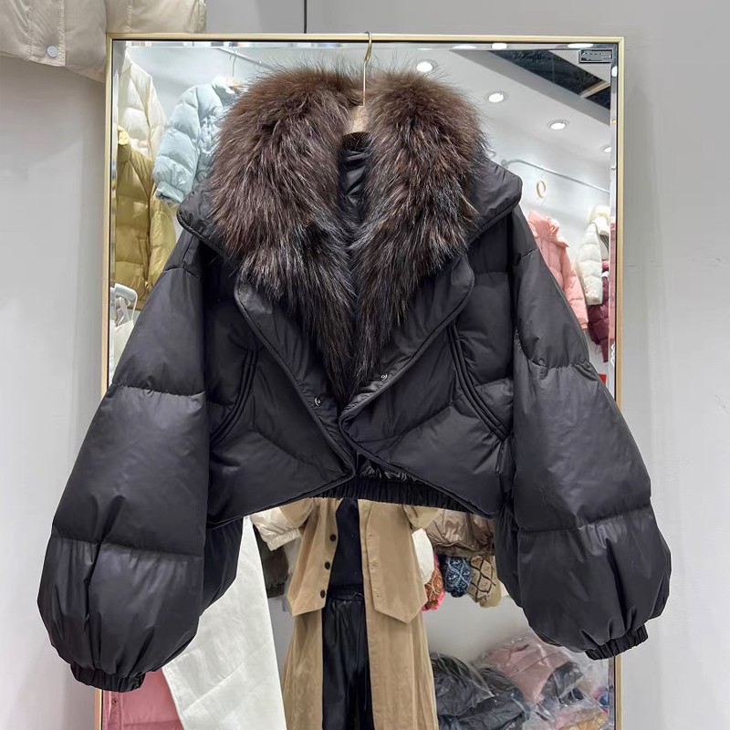 블랙 + 너구리 모피 칼라