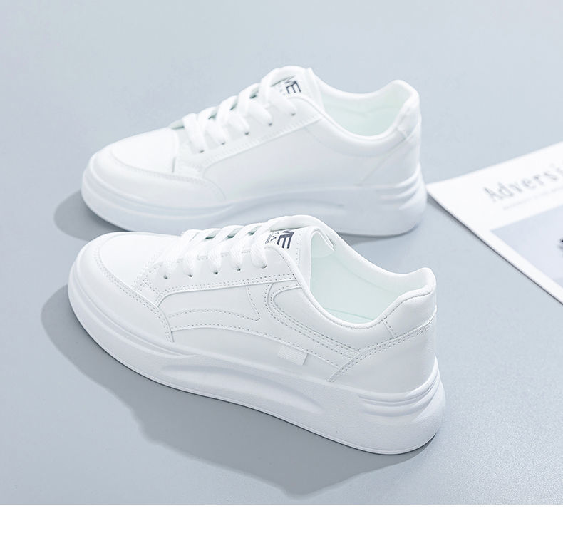 Bianco Primavera 2024 Nuovo Sport Studente Versatile Spesso Casual Tavola Morbida Suola Corsa Scarpe da Donna Scuola Media_voghion.com