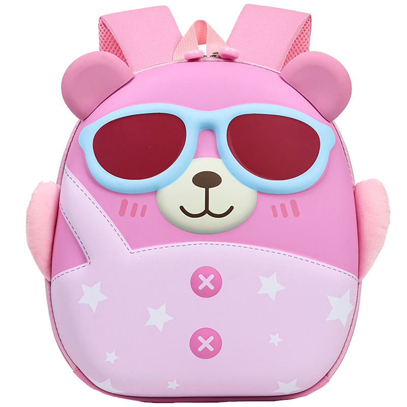Mochila de niña encantadora, caricatura tridimensional oso, mochila de jardín de infantes, mochila de preescolar transpirable para niños
